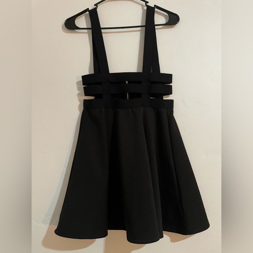 Black Strapy Layer Skirt with Straps